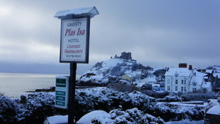 Sign in the snow close up